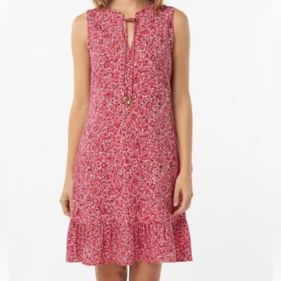 Michael Kors Pink Floral Sleeveless Dress w Ruffle Hem Women’s S Small - Picture 1 of 12